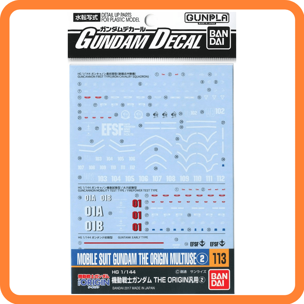 Decal 113 1/144 HG Mobile Suit Gundam Decals The Origin Multiuse 2