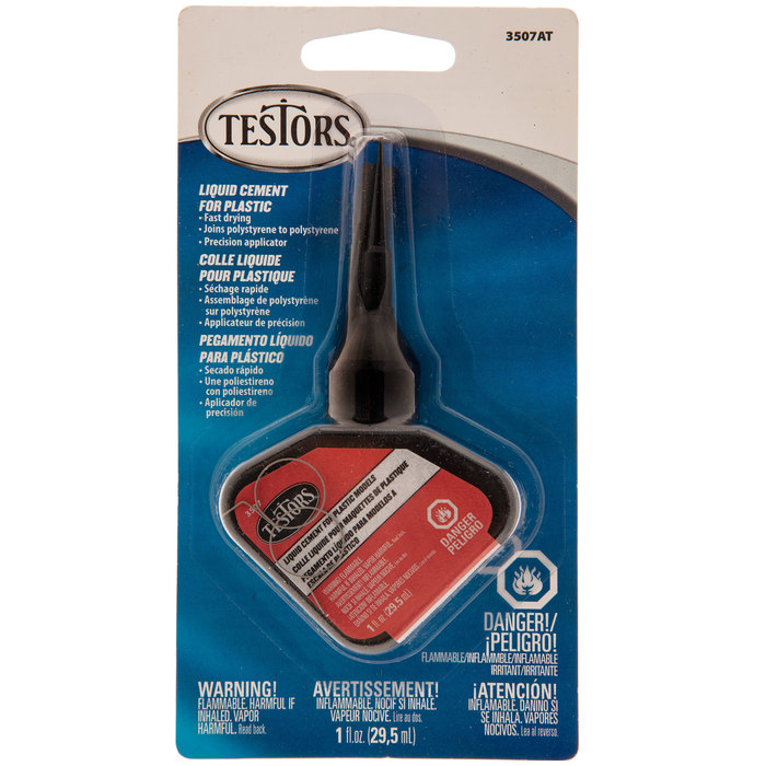 Testors Liquid Cement For Plastic Polystyrene Models 1oz w/ Applicator