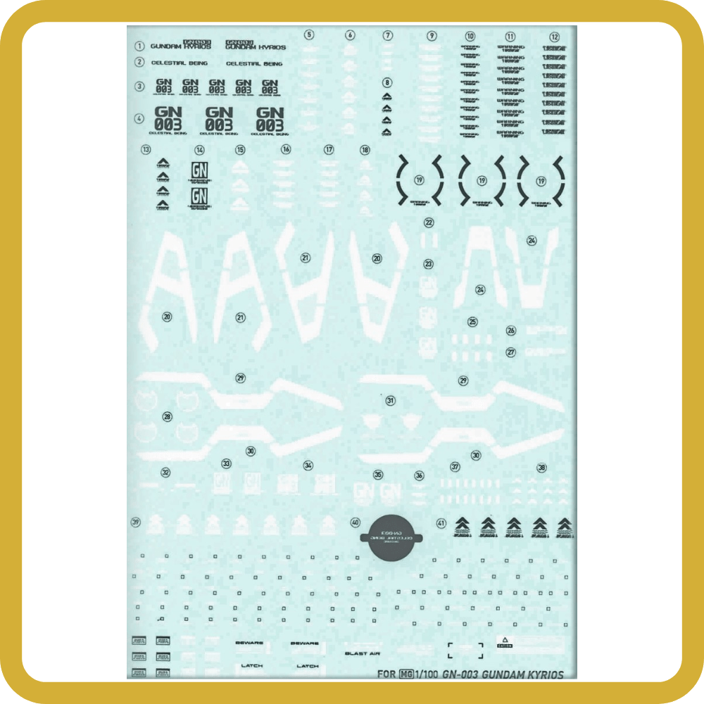 MG Gundam Kyrios Water Decal Gundam Pros