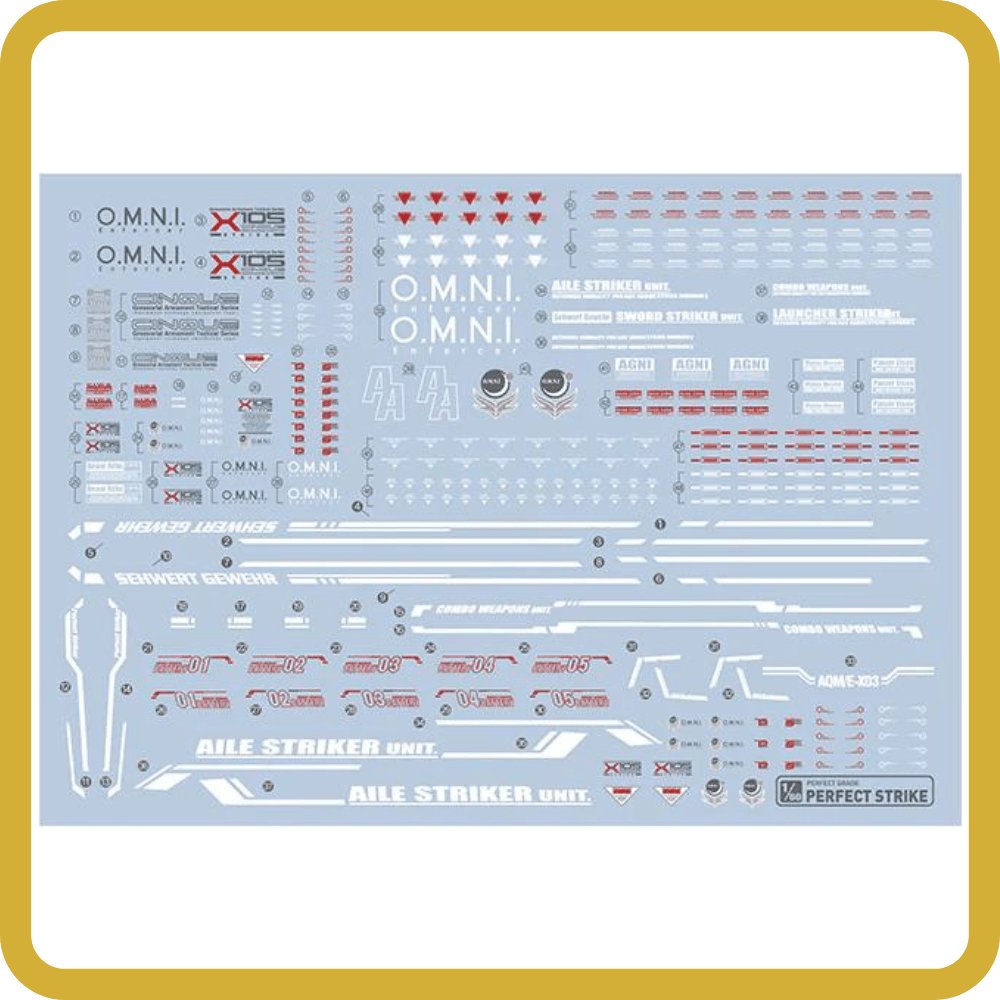 PG Perfect Strike Gundam Water Decal Gundam Pros