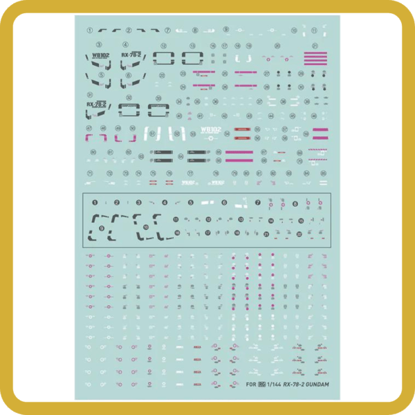 RG 01 RX782 Gundam Water Decal Gundam Pros