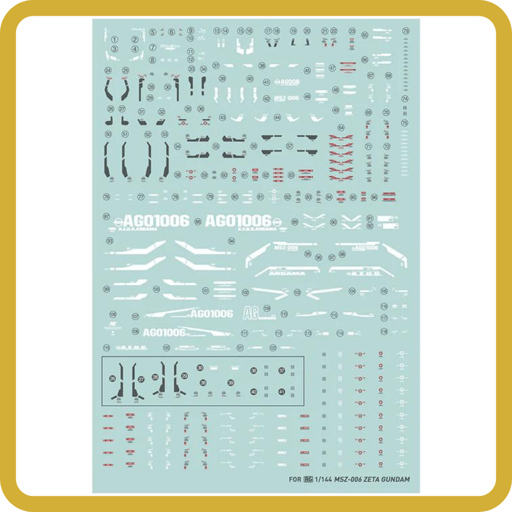 RG 10 Zeta Gundam Water Decal Gundam Pros